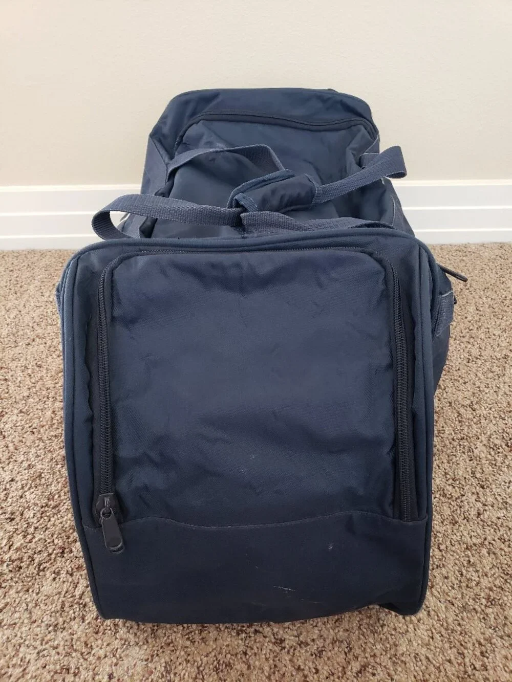 Vintage 90s Tommy Hilfiger Navy Blue Oversized Duffle Bag Weekender Gym Travel